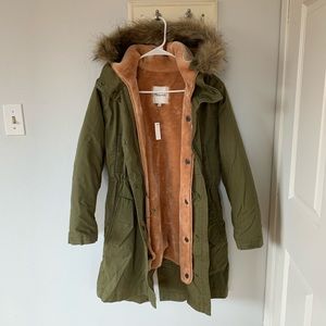 NWT Madewell XXS Fur Insert Green Parka